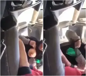 لاجئة سورية محجبة تطالع بزها لشباب لبنانيين