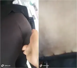 ‎⁨اداها احلا بعبوص وهي نازلة من الاتوبيس⁩